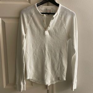 White lucky brand waffle knit raglan henley